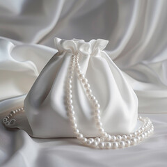 White fabric jewelry bag mockup generated.Ai