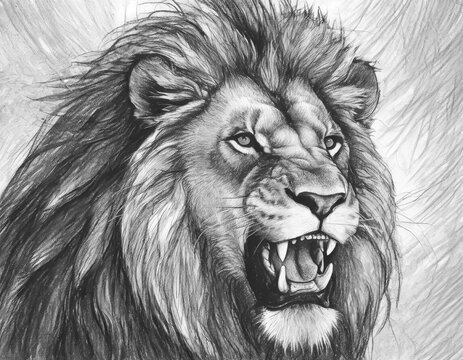 AI pencil drawing of a snarling lion