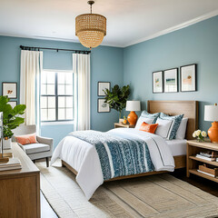 "Joyful Retreat: Spacious Master Bedrooms with a Cheerful Ambiance"