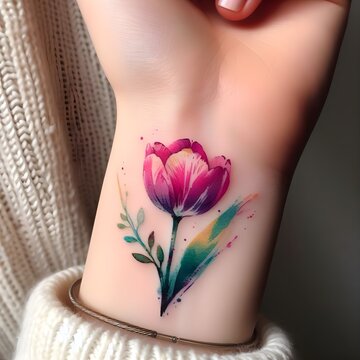 tatuaggio tulipano colorato