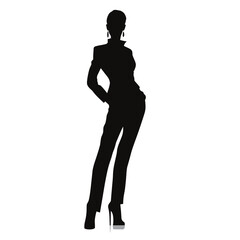 Silhouette of Stylish Woman Posing