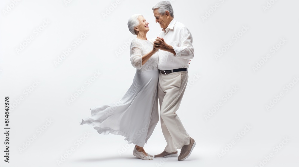 Poster generative ai grandparents dancing on a white background