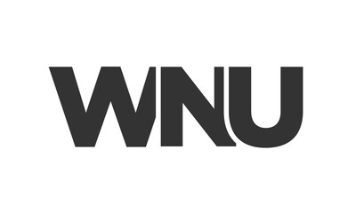 WNU logo design template with strong and modern bold text. Initial based vector logotype featuring simple and minimal typography. Trendy company identity.