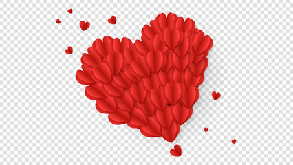 Big red heart in Valentine's Day isolated on a transparent background , illustration Vector EPS 10