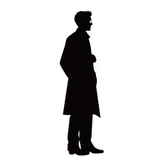 Side Profile Silhouette of a Man in Elegant Long Coat