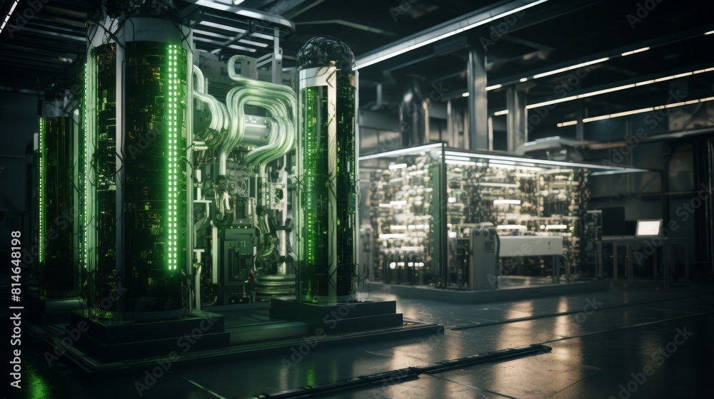 Poster generative ai a stylized representation of energy-efficient rendering hardware and sustainable pract
