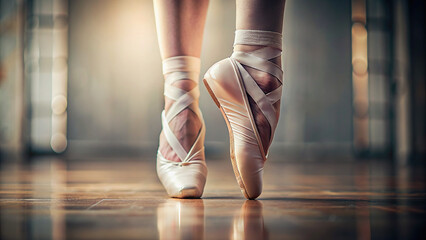 Macro photograph of a ballerina's pointed toes