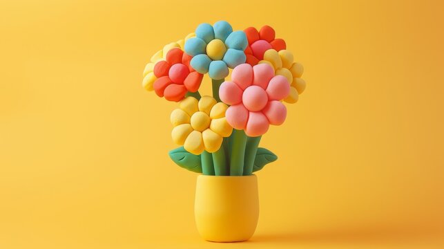 Colorful playdough flowers background