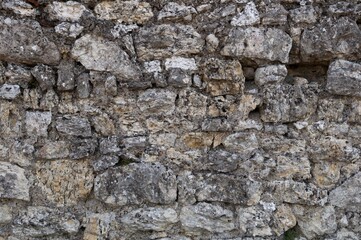 semantically made stone wall with many cracks and stones on it