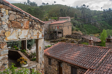 Construction of schist houses in the village of Água Formosa, Vila de Rei PORTUGAL