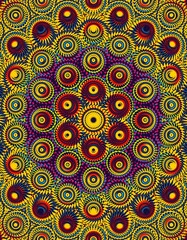 Vibrant and abstract illustration of overlapping circles on a colorful background