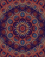 Vibrant and abstract illustration of overlapping circles on a colorful background