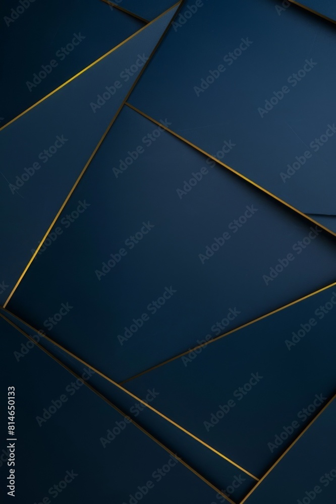 Poster abstract geometric blue golden gold dark 3d texture wall with squares and square rectangular rectang