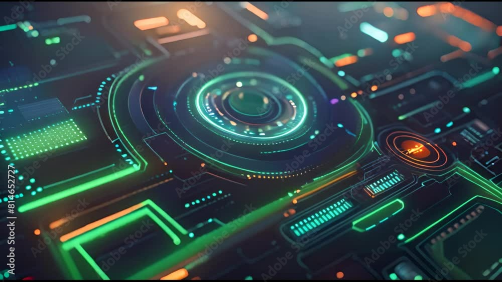 Poster A PNG alpha image. A HUD digital data interface. An infographic template with futuristic technology. Add text and combine with your video.