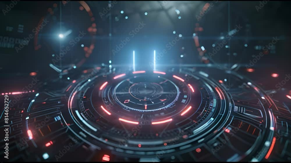 Aufkleber Integrated Future Virtual Hologram User Interface. Motion Graphic Target Radar Scan Display Panel.