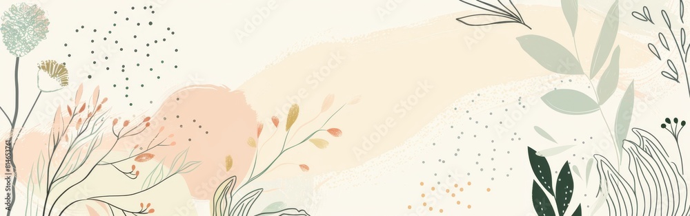 Aufkleber a detailed painting featuring various plants and flowers against a white backdrop. the colors are vi
