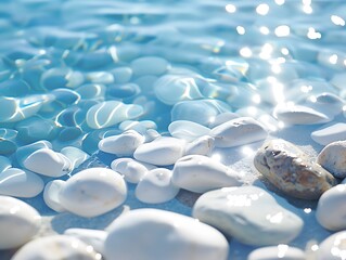 Obraz premium Pebbles in Water Fresh Summer Mood in White and Light Blue