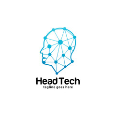 Head tech logo design template