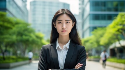 A confident woman commands the room, her powerful presence and stylish attire exuding authority and professionalism. As a capable businesswoman, she embodies success through poise and self-assurance