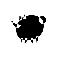 Pomeranian dog. Dog breed silhouette. Icon template. Avantgarde graphic style. Black and white vector Illustration.