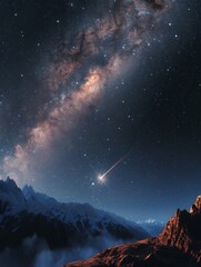 Fototapeta premium Night sky and shooting star background