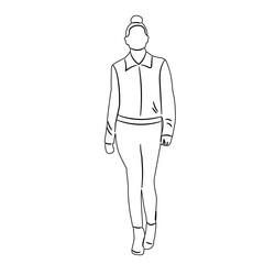 woman walking sketch on white background vector