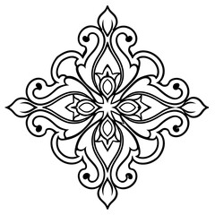 Ornamental Design Baroque Element vector illustration. Black ornament baroque style element design 