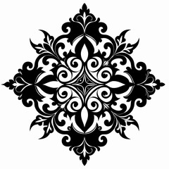 Ornamental Design Baroque Element vector illustration. Black ornament baroque style element design 