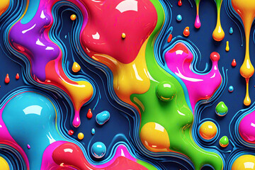 Abstract 3D fluid Endless background. Seamless colorful pattern.