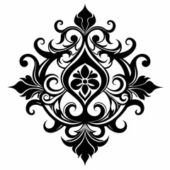 Ornamental Design Baroque Element vector illustration. Black ornament baroque style element design 
