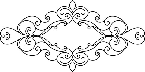Ornamental Design Baroque Element vector illustration. Black ornament baroque style element design 