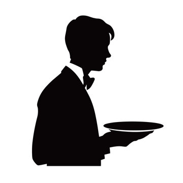 recommend clip art: Profile Silhouette of Waiter Serving