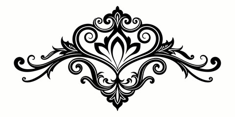 Ornamental Design Baroque Element vector illustration. Black ornament baroque style element design 