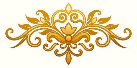 Ornamental Design Baroque Element vector illustration. Gold ornament baroque style element design 
