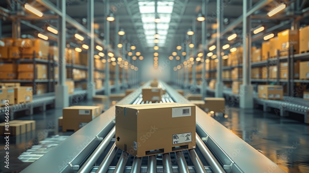 Poster logistics center or warehouse, concept of global distribution and supply chain management. the foreg