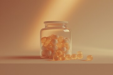 Jar of Pills on Table. Generative AI