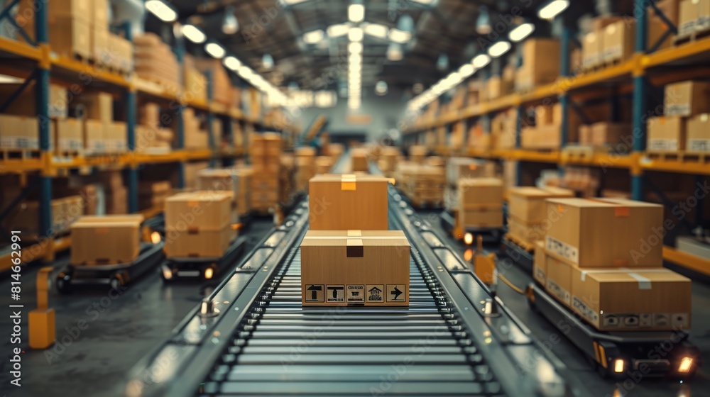 Aufkleber logistics center or warehouse, concept of global distribution and supply chain management. the foreg
