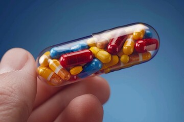 Person Holding a Capsule Full of Pills. Generative AI