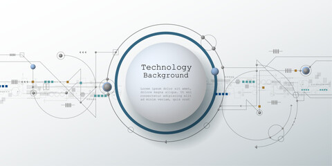Obraz premium 16. Vector Abstract circuit board, Illustration high tech computer, engineering, science and information technology on white color background. Hi-tech digital technology and futuristic concept