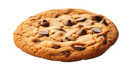 A peanut butter chocolate chip cookie with a transparent background.
