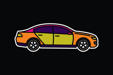 Original vector illustration. A passenger car. A contour icon.