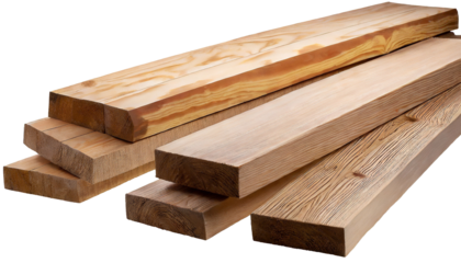 Beautifully arranged wooden beams against a clean white background, highlighting the natural wood grain