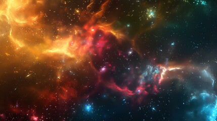 Naklejka premium The image is a depiction of outer space, with a colorful nebula and stars.