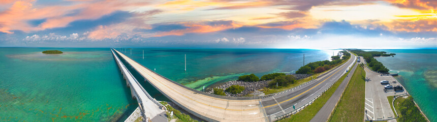 Interstate and bridge across Keys Islands, Florida aerial view