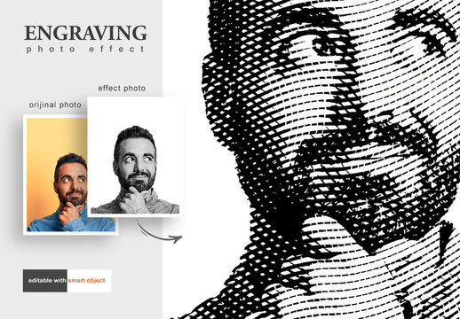 Engraving Photo Effect Mockup