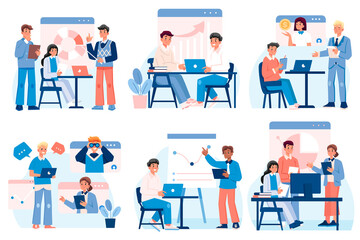 Business scenes in flat design