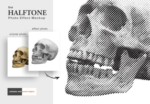 Dot Halftone Photo Effect Mockup