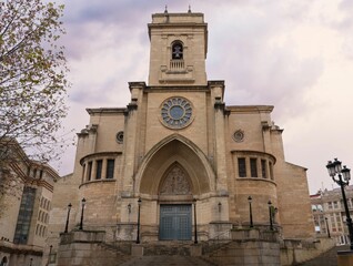 Cathedral of San Juan in the city of Albacete at sunset Castilla La Mancha. Spain.