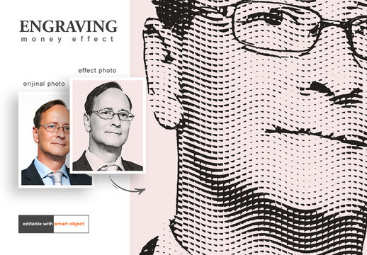 Engraving Money Effect Mockup