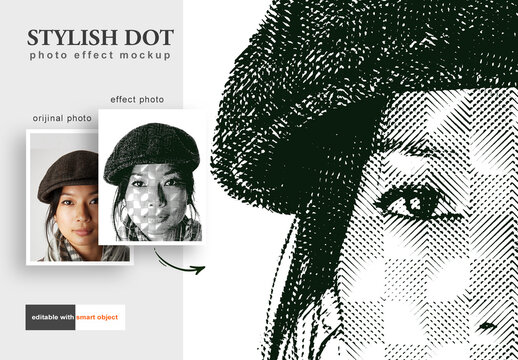 Stylish Dot Photo Effect Mockup